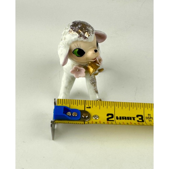 Vintage Cow And Lamb Figurines Ceramic White Gray Porcelain Gold Trim Japan - Picture 11 of 13